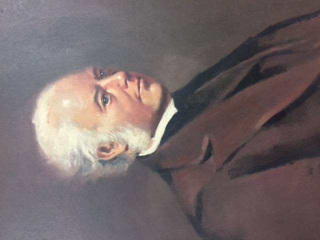 PORTRAIT, Man - White Hair Brown Jacket Profile - 45 x 61cm